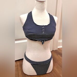 Two Piece Navy Striped Bikini